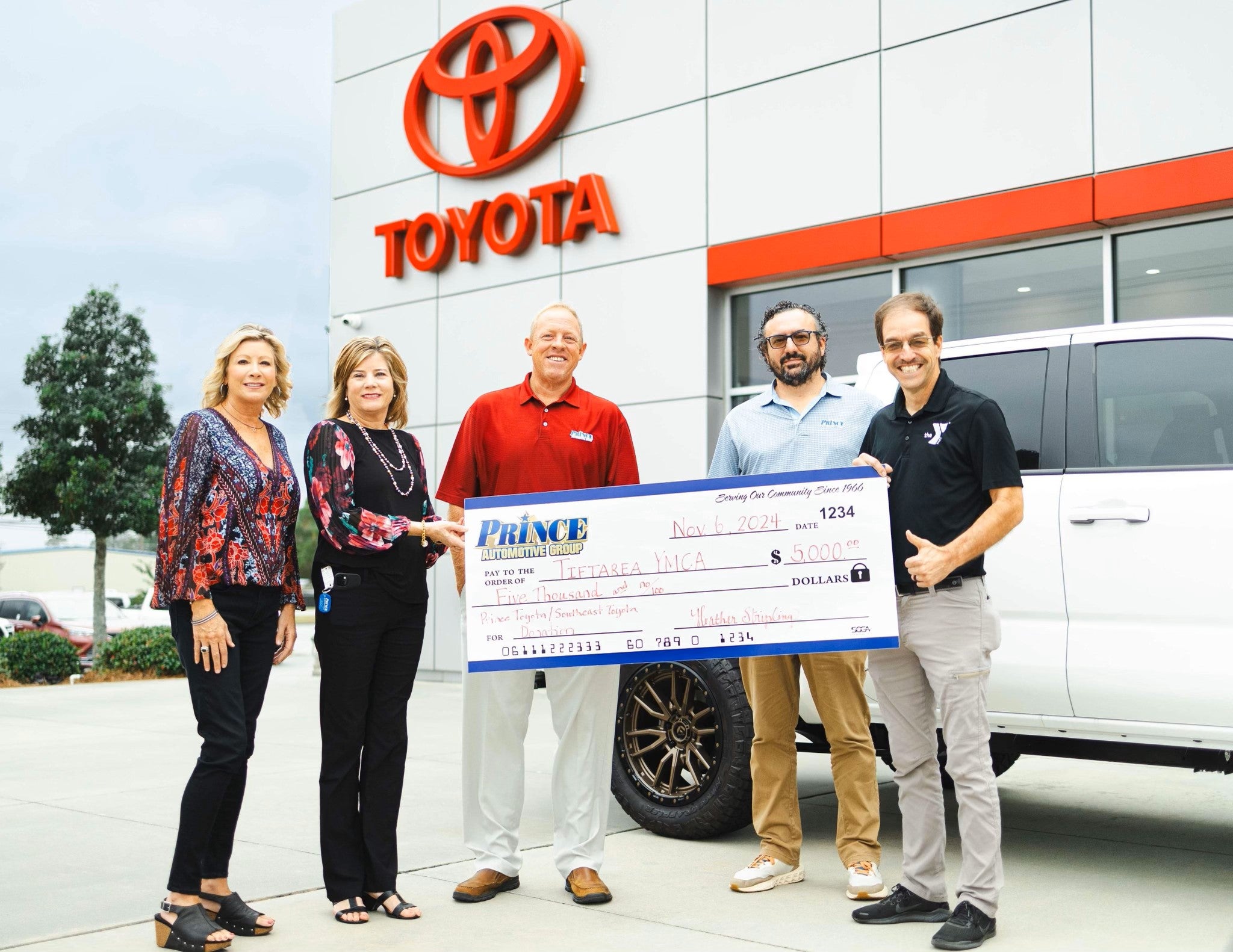 Prince Toyota Dealer Match Program support for the Tiftarea YMCA in 2024